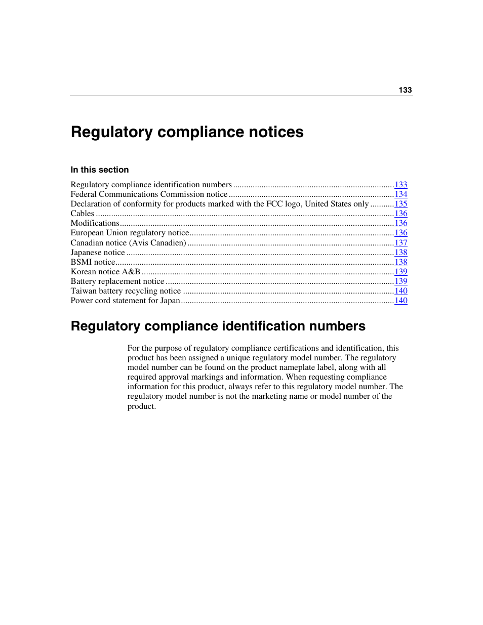 Regulatory compliance notices, Regulatory compliance identification numbers | HP StorageWorks 500 G2 Modular Smart Array User Manual | Page 133 / 153