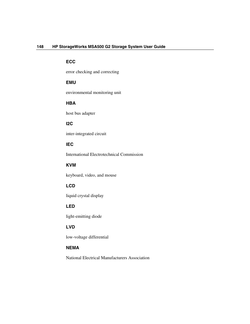 HP StorageWorks 500 G2 Modular Smart Array User Manual | Page 148 / 153