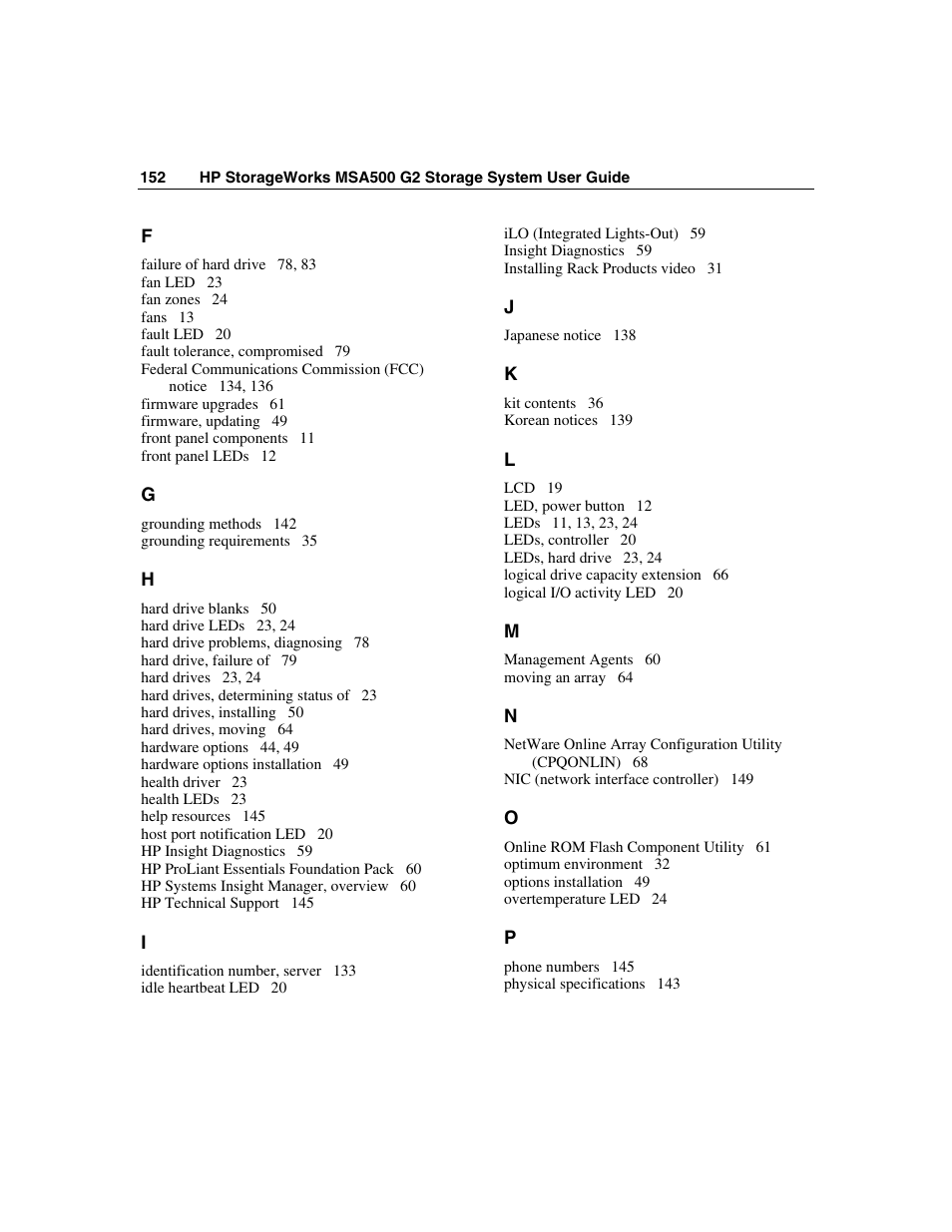 HP StorageWorks 500 G2 Modular Smart Array User Manual | Page 152 / 153