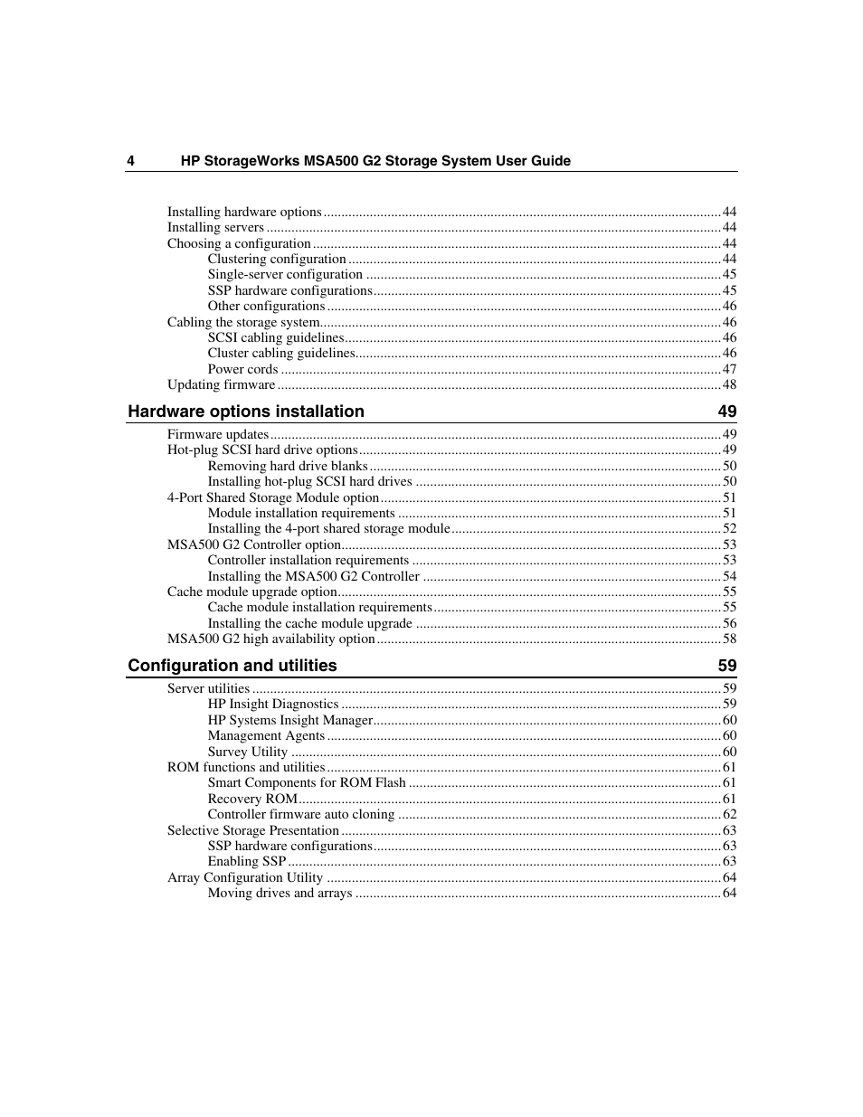 HP StorageWorks 500 G2 Modular Smart Array User Manual | Page 4 / 153