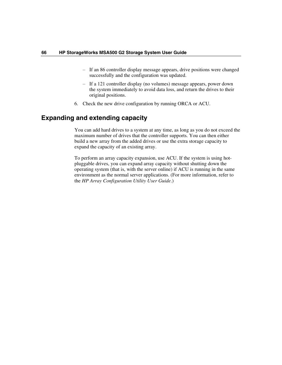 Expanding and extending capacity | HP StorageWorks 500 G2 Modular Smart Array User Manual | Page 66 / 153