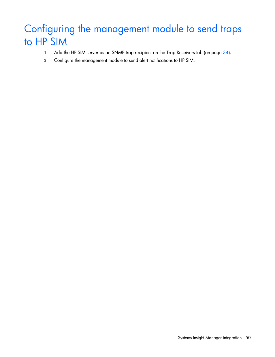 Configuring the management module, To send traps to hp sim | HP Modular Cooling System User Manual | Page 50 / 57