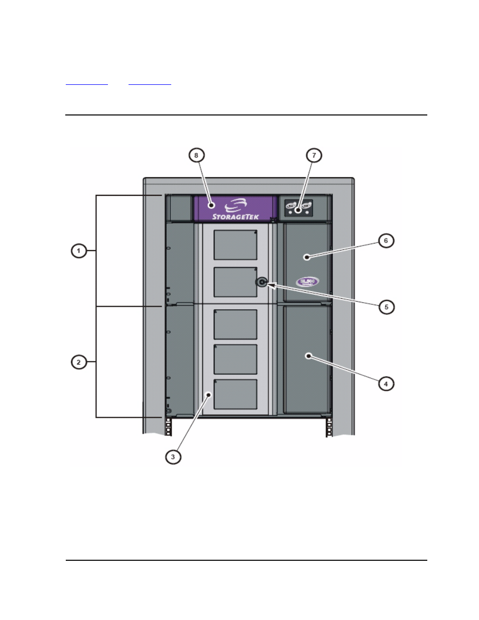 Views and locations, Figure 1-1, Front view of tape library components | HP NonStop G-Series User Manual | Page 12 / 68