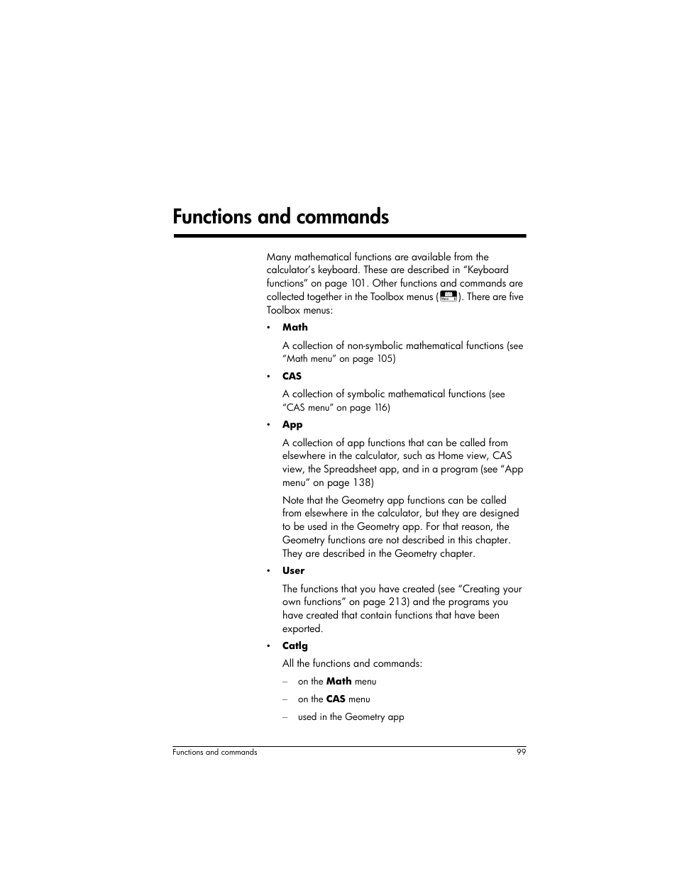 Functions and commands, 3functions and commands | HP Prime Graphing Wireless Calculator User Manual | Page 103 / 334