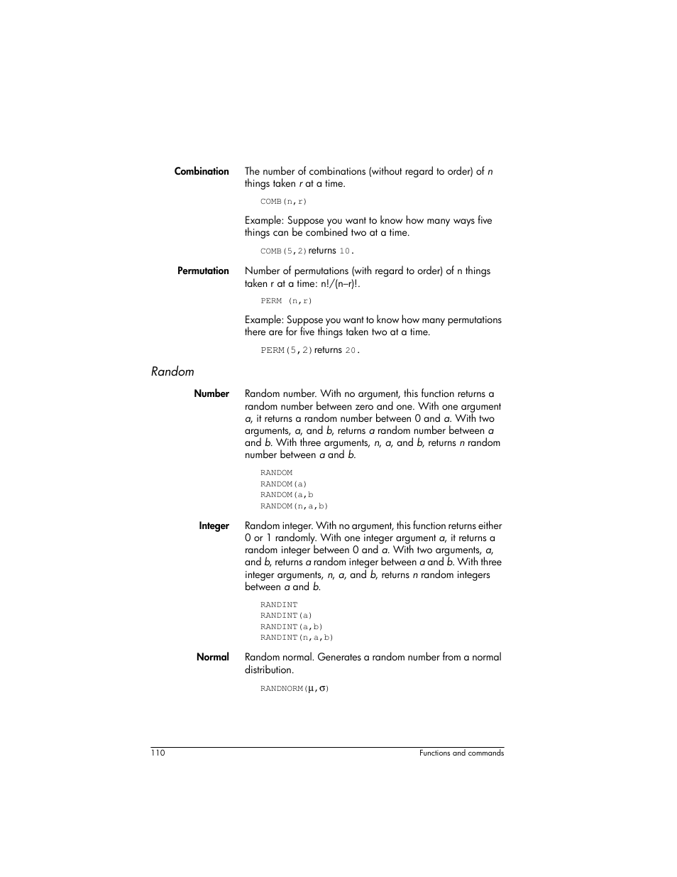 Random | HP Prime Graphing Wireless Calculator User Manual | Page 114 / 334