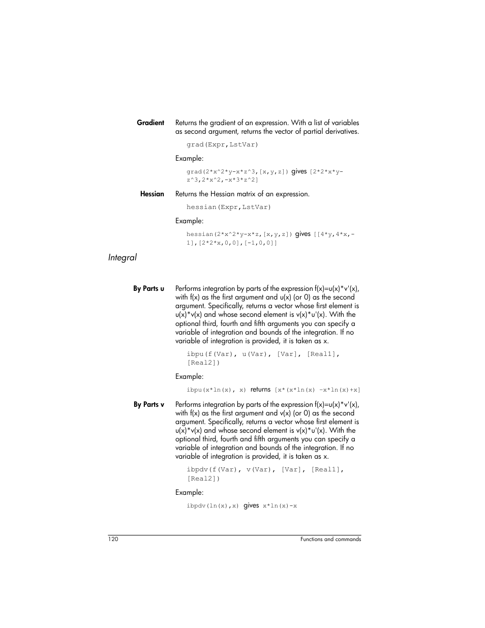 Integral | HP Prime Graphing Wireless Calculator User Manual | Page 124 / 334