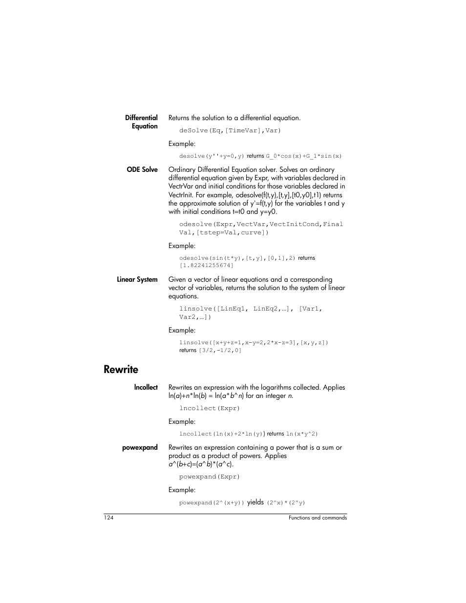 Rewrite | HP Prime Graphing Wireless Calculator User Manual | Page 128 / 334