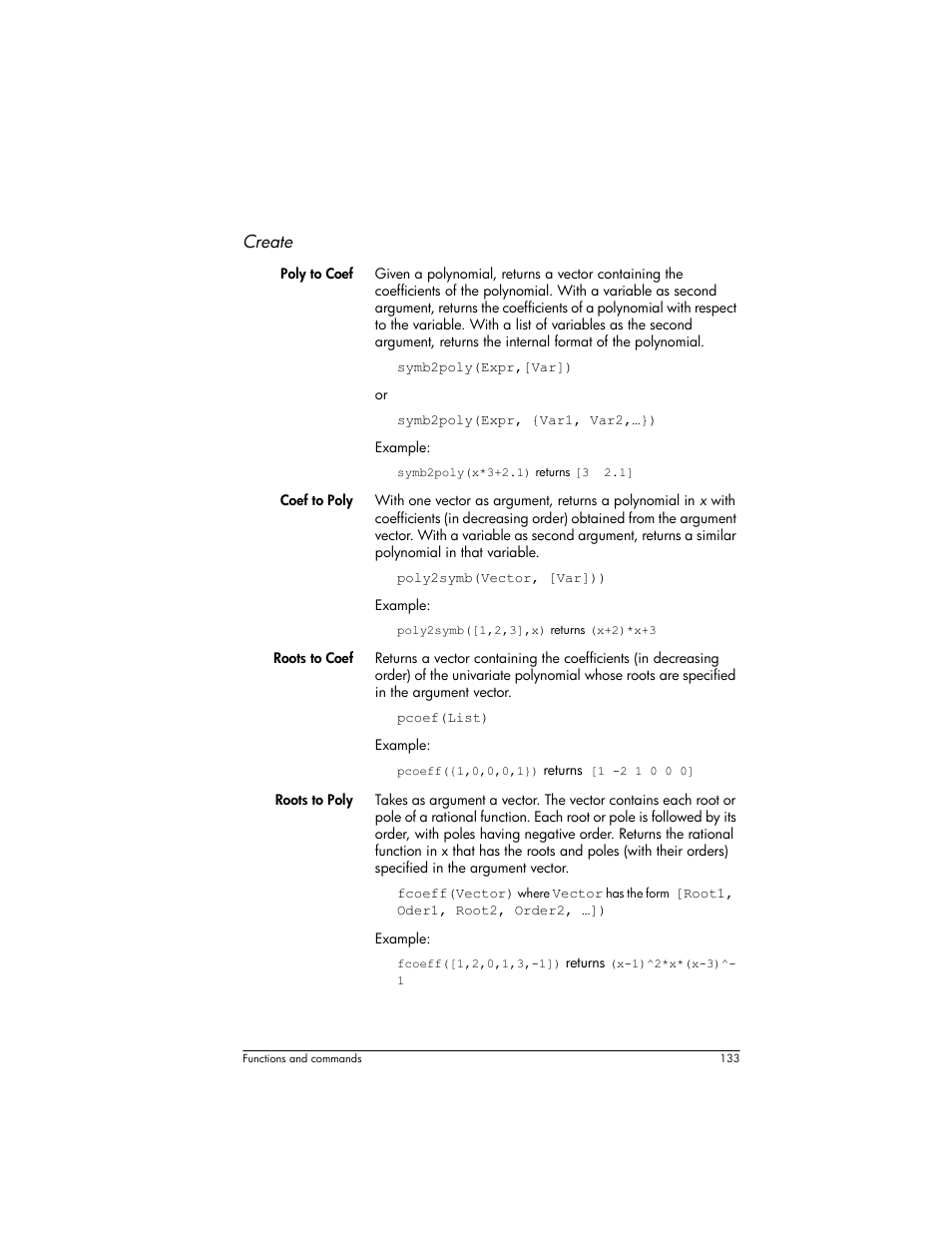 Create | HP Prime Graphing Wireless Calculator User Manual | Page 137 / 334