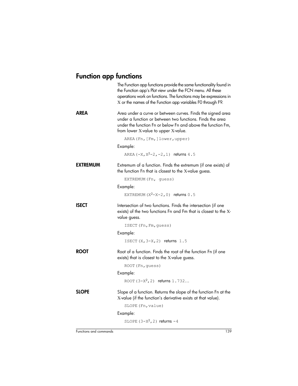 Function app functions | HP Prime Graphing Wireless Calculator User Manual | Page 143 / 334