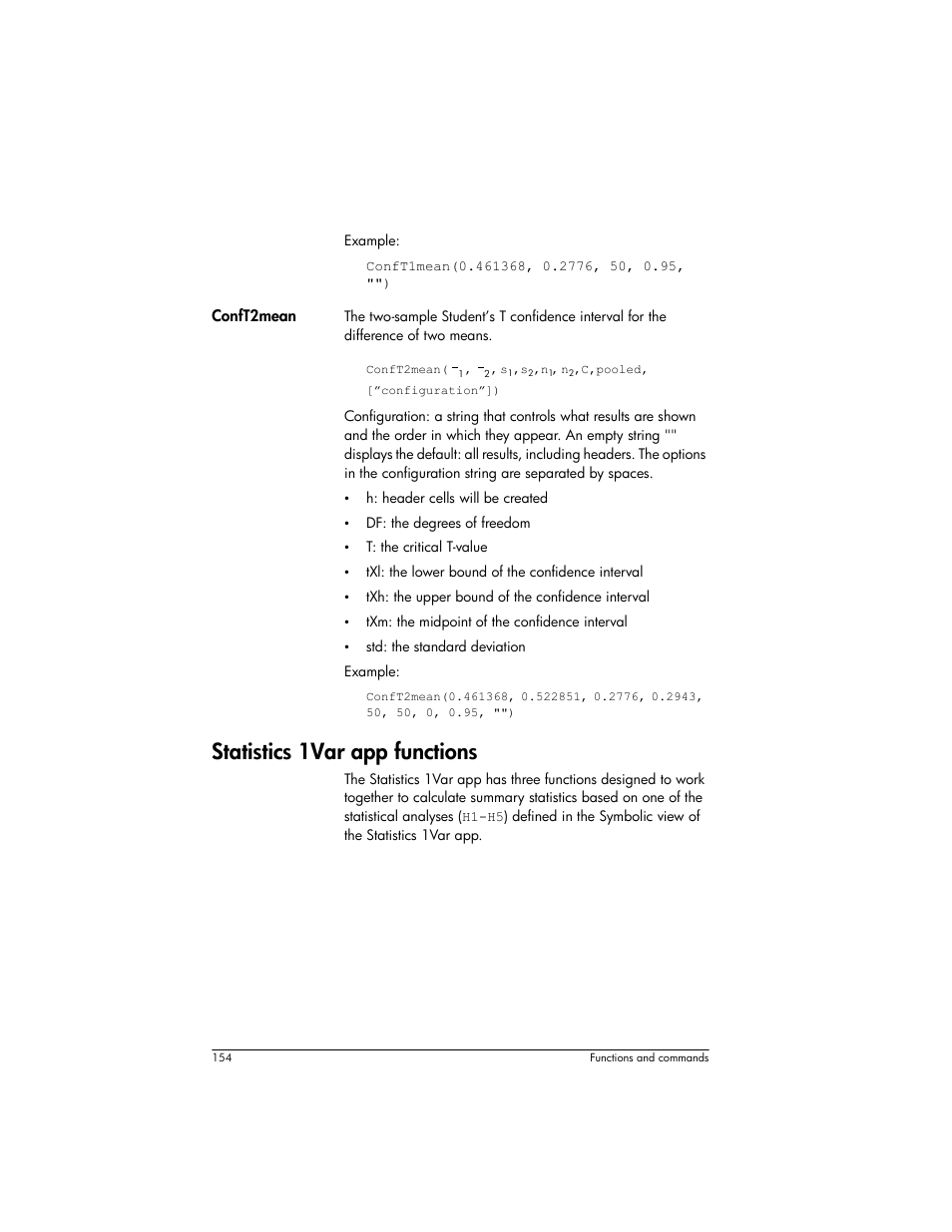 Statistics 1var app functions | HP Prime Graphing Wireless Calculator User Manual | Page 158 / 334