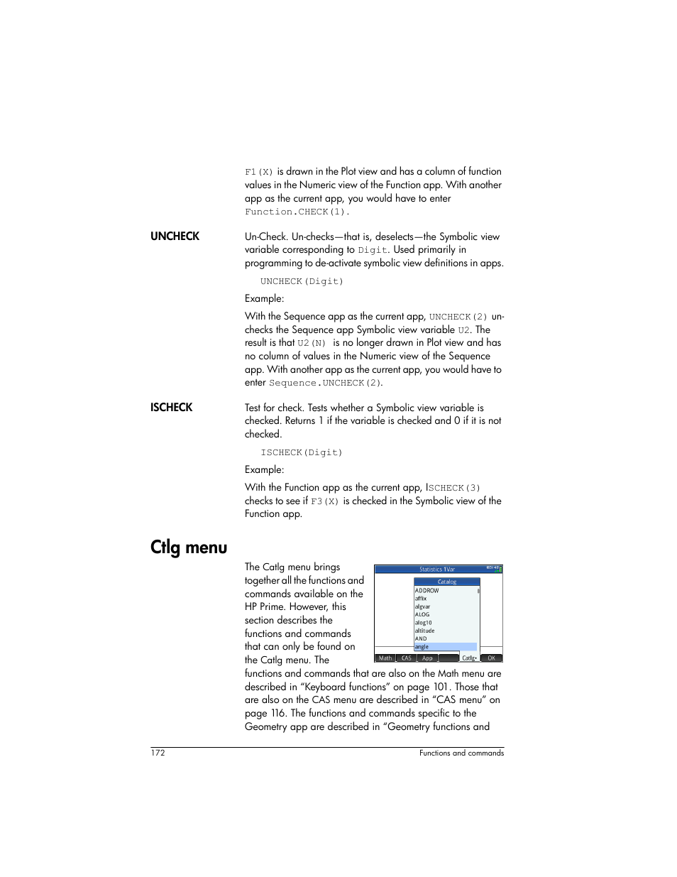 Ctlg menu | HP Prime Graphing Wireless Calculator User Manual | Page 176 / 334