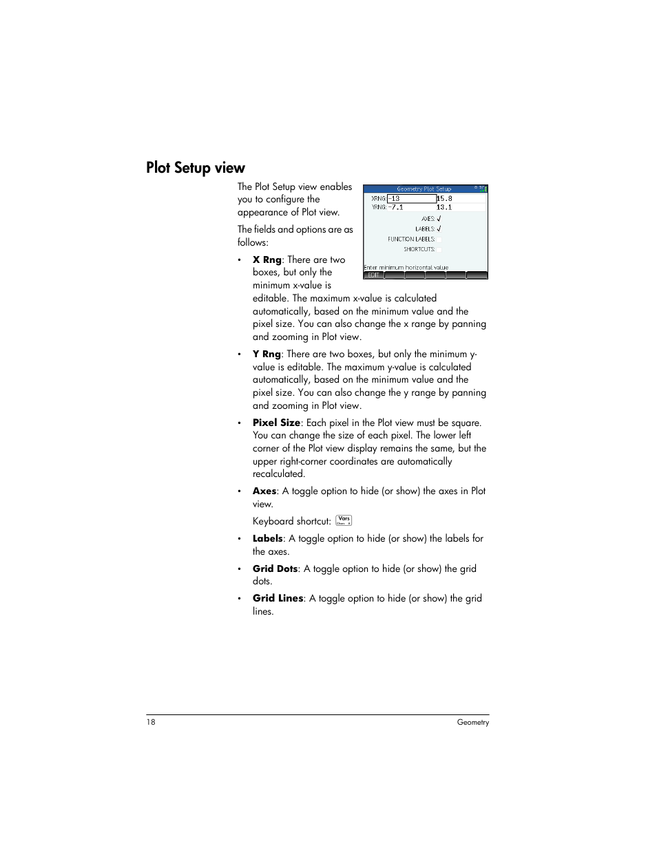 Plot setup view | HP Prime Graphing Wireless Calculator User Manual | Page 22 / 334