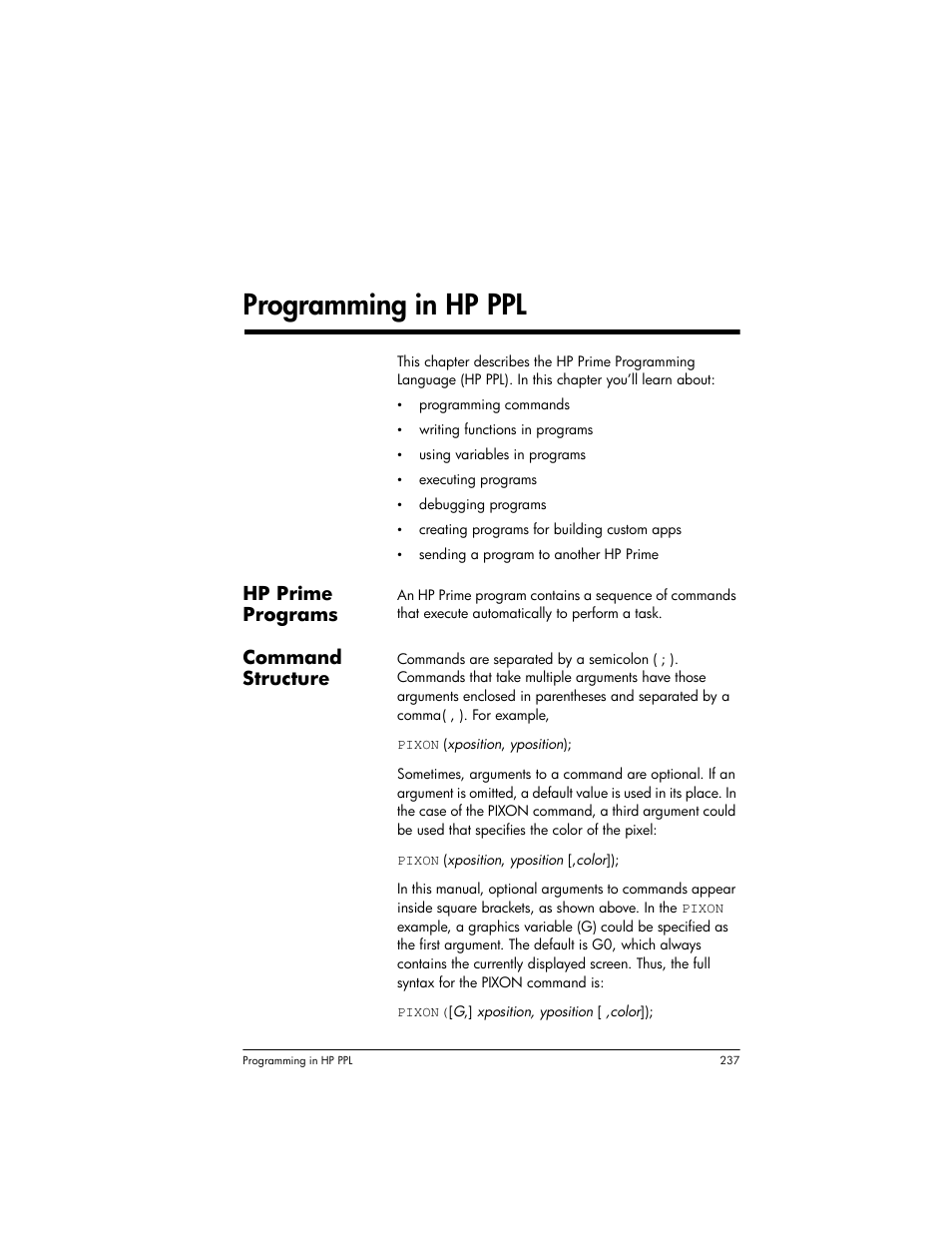 Programming in hp ppl, 5programming in hp ppl | HP Prime Graphing Wireless Calculator User Manual | Page 241 / 334