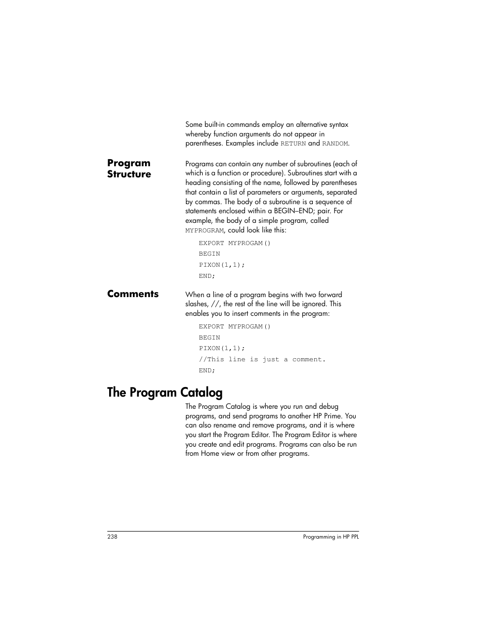 The program catalog | HP Prime Graphing Wireless Calculator User Manual | Page 242 / 334