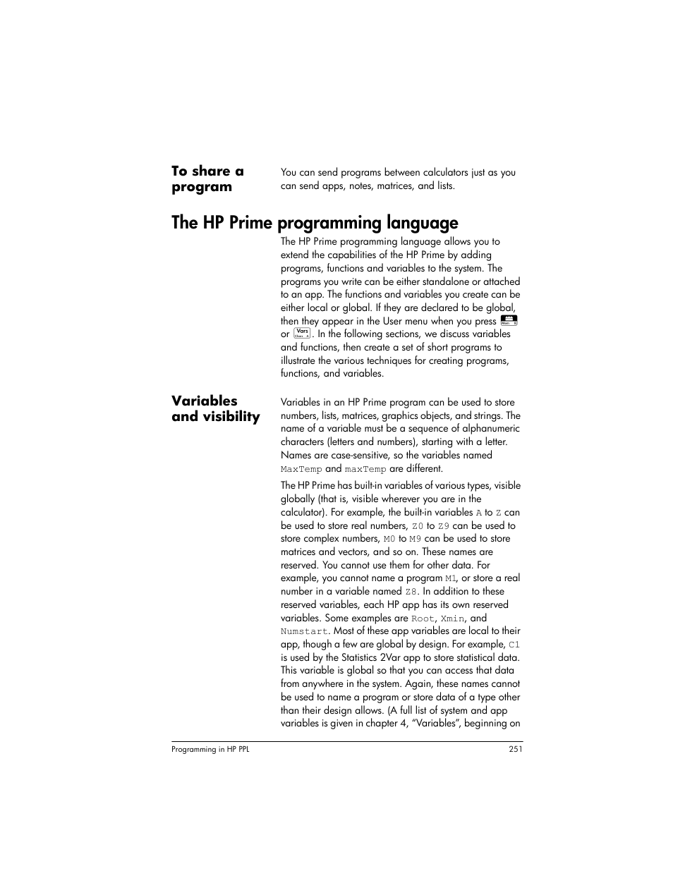 The hp prime programming language | HP Prime Graphing Wireless Calculator User Manual | Page 255 / 334