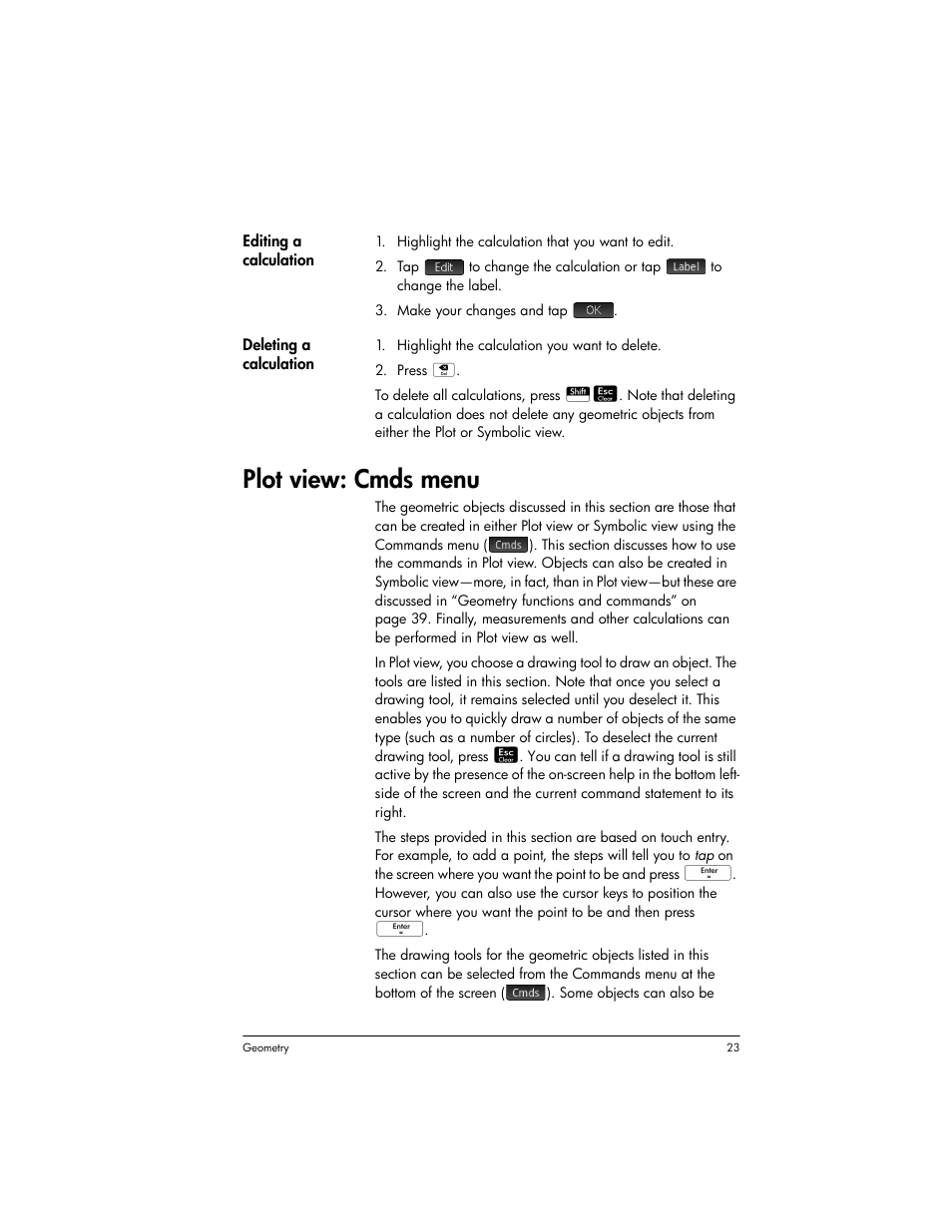 Plot view: cmds menu | HP Prime Graphing Wireless Calculator User Manual | Page 27 / 334