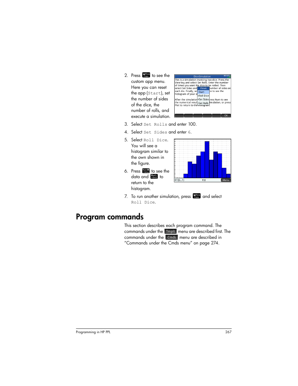 Program commands | HP Prime Graphing Wireless Calculator User Manual | Page 271 / 334
