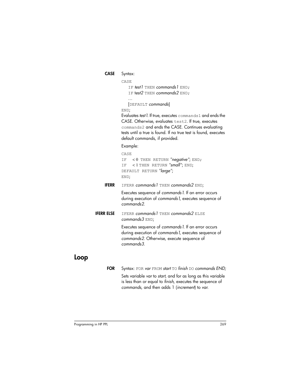 Loop | HP Prime Graphing Wireless Calculator User Manual | Page 273 / 334