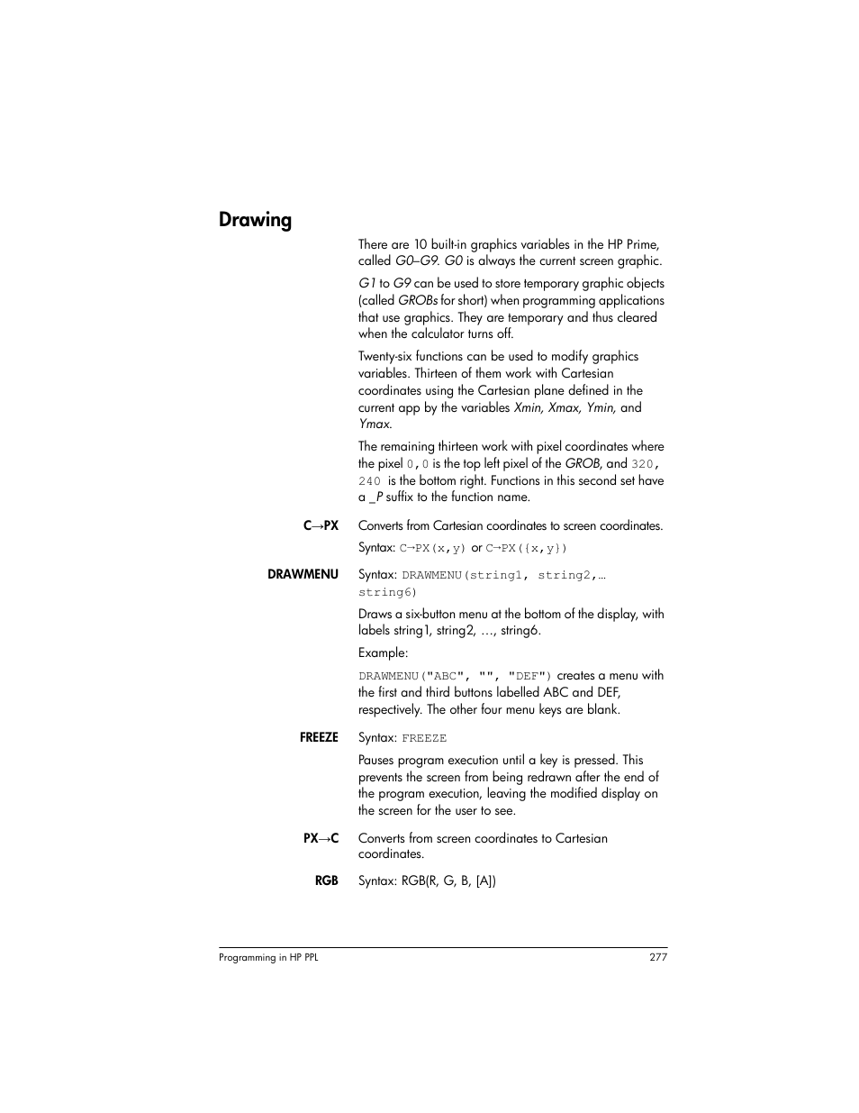 Drawing | HP Prime Graphing Wireless Calculator User Manual | Page 281 / 334