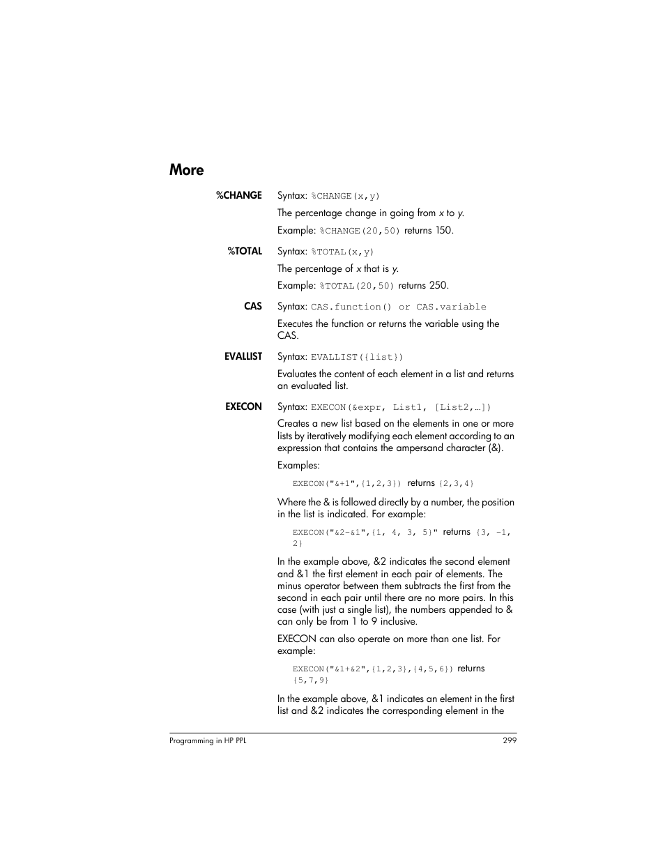 More | HP Prime Graphing Wireless Calculator User Manual | Page 303 / 334