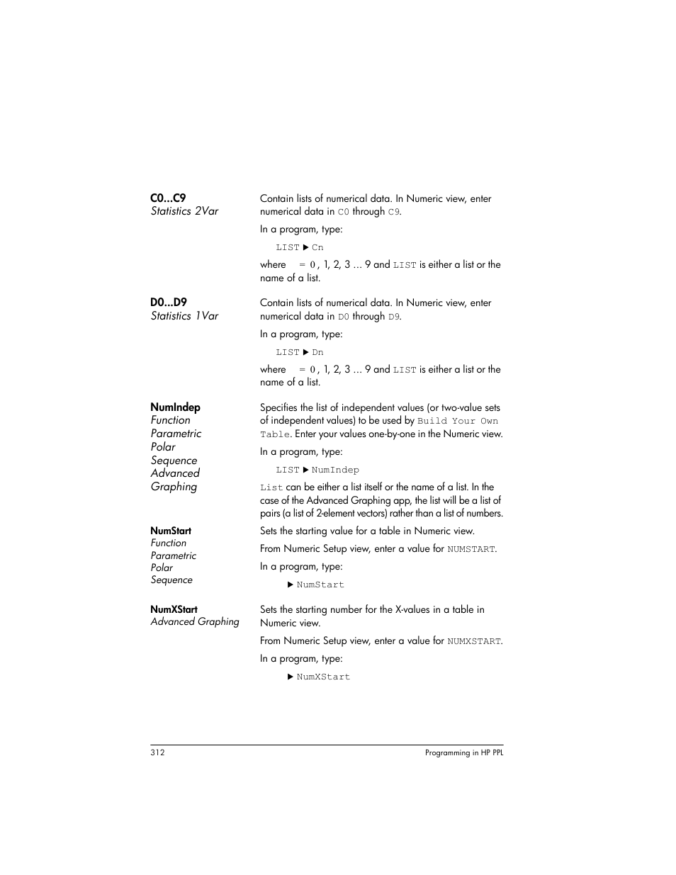 Numeric view variables | HP Prime Graphing Wireless Calculator User Manual | Page 316 / 334