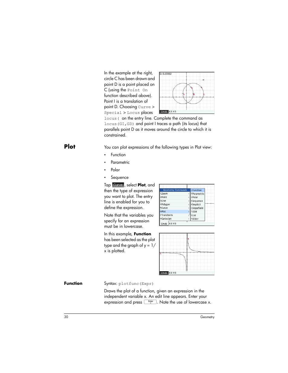 Plot | HP Prime Graphing Wireless Calculator User Manual | Page 34 / 334