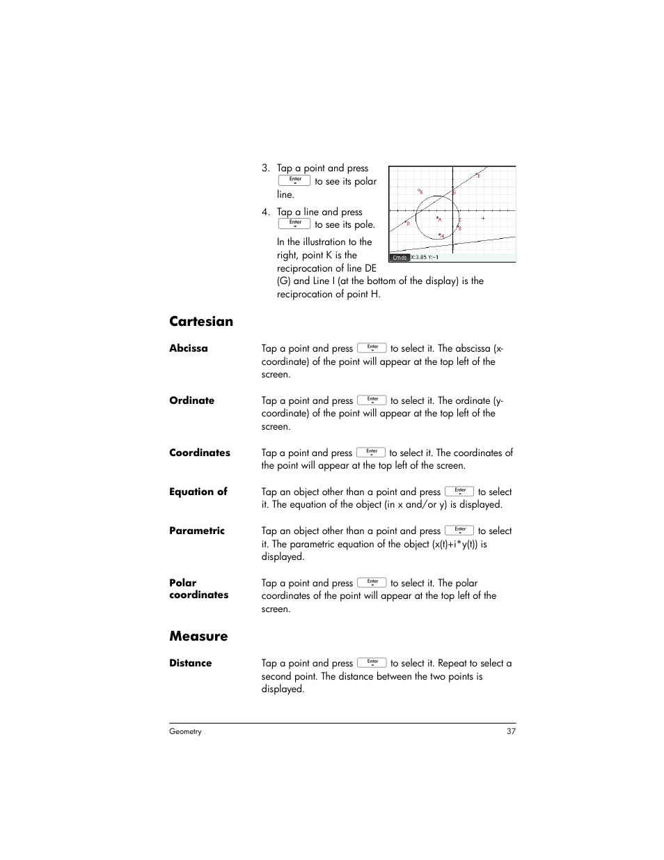 Cartesian, Measure | HP Prime Graphing Wireless Calculator User Manual | Page 41 / 334