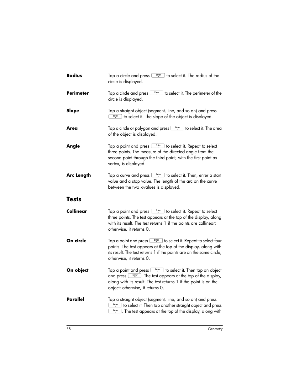 Tests | HP Prime Graphing Wireless Calculator User Manual | Page 42 / 334