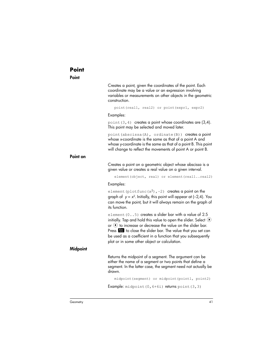 Point | HP Prime Graphing Wireless Calculator User Manual | Page 45 / 334