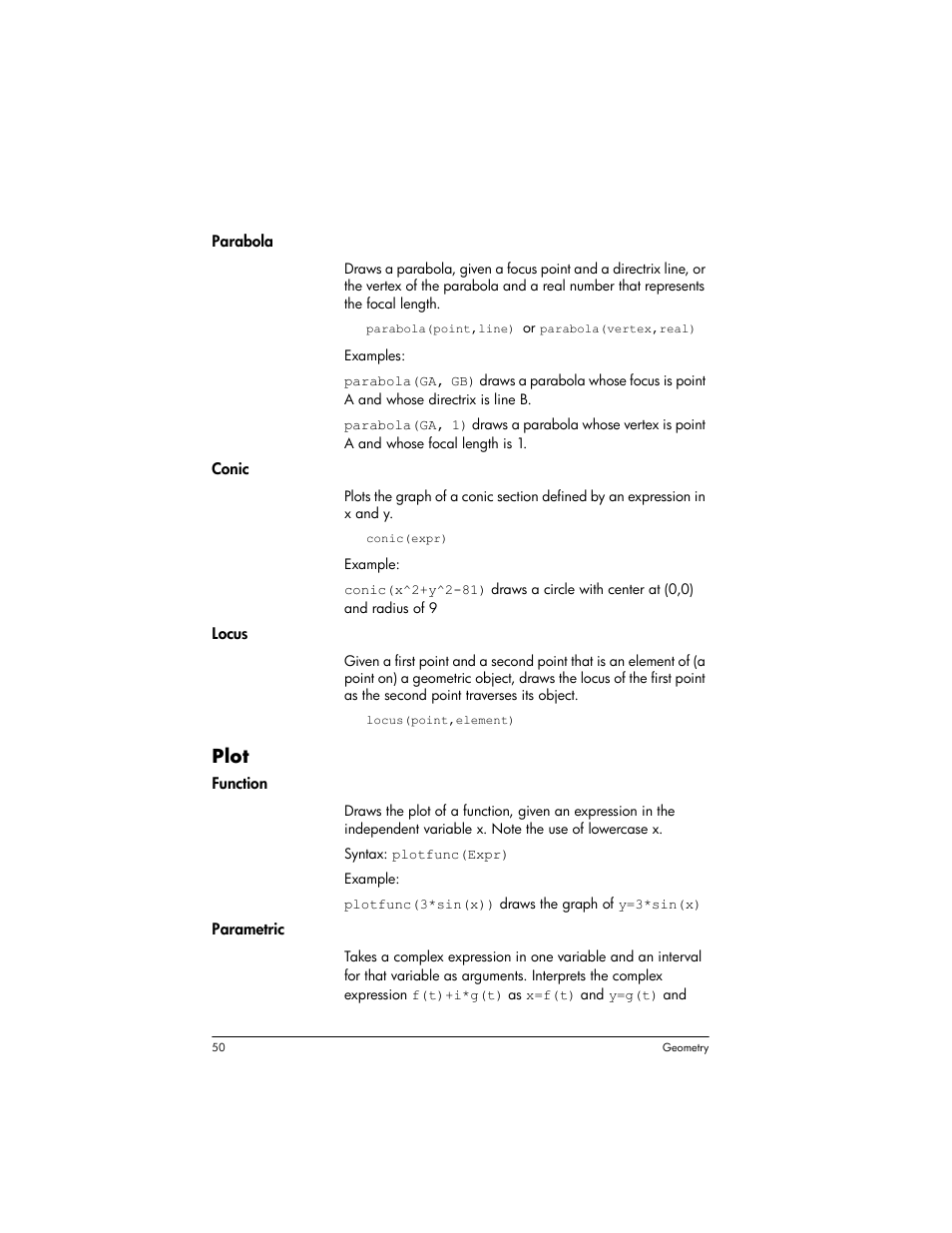 Plot | HP Prime Graphing Wireless Calculator User Manual | Page 54 / 334