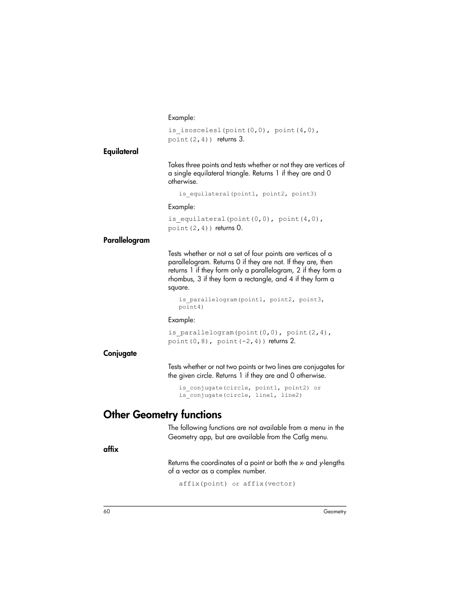 Other geometry functions | HP Prime Graphing Wireless Calculator User Manual | Page 64 / 334