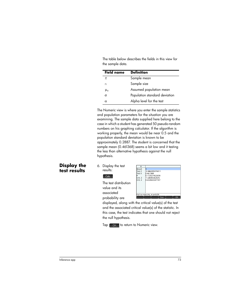 Display the test results | HP Prime Graphing Wireless Calculator User Manual | Page 77 / 334