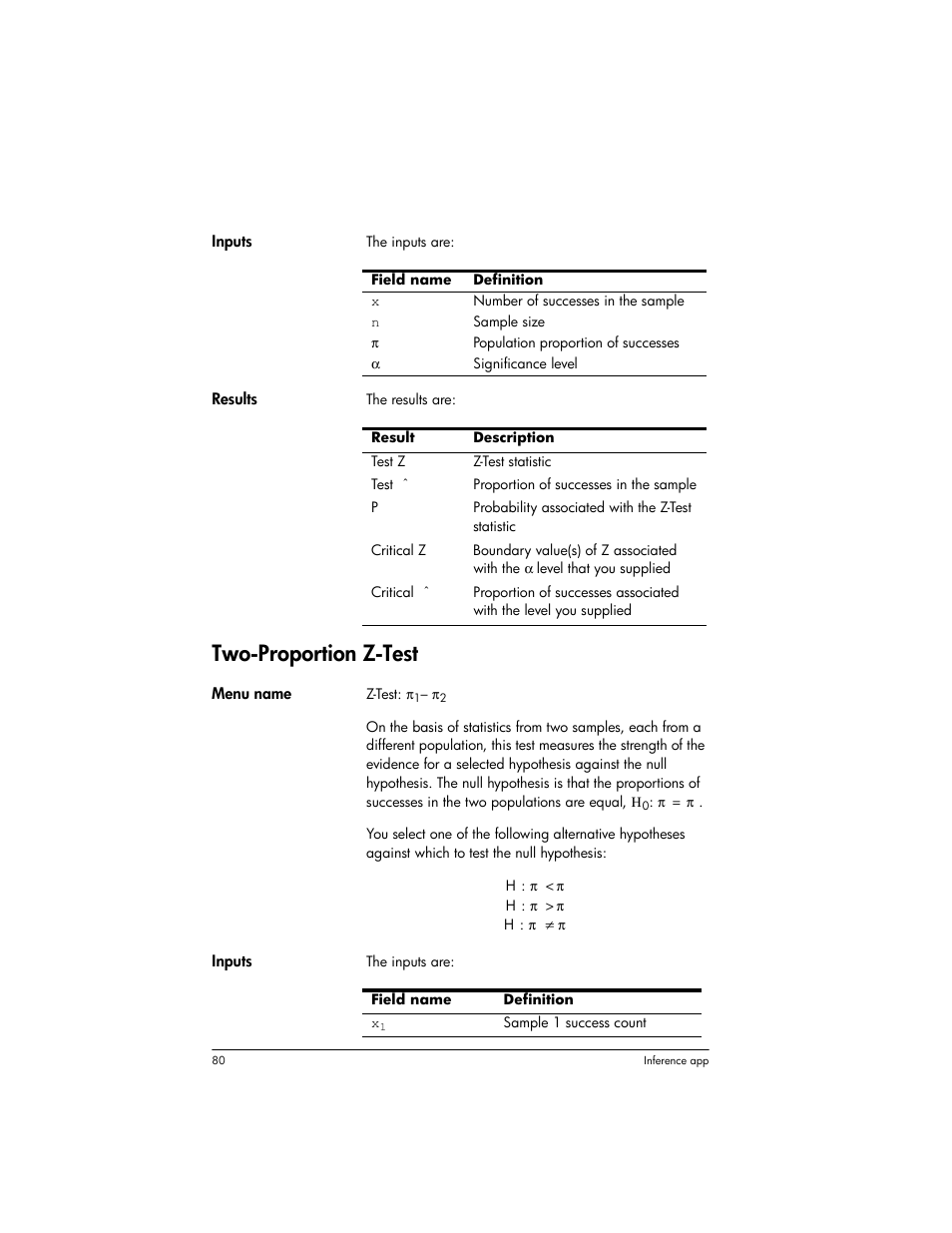 Two-proportion z-test | HP Prime Graphing Wireless Calculator User Manual | Page 84 / 334