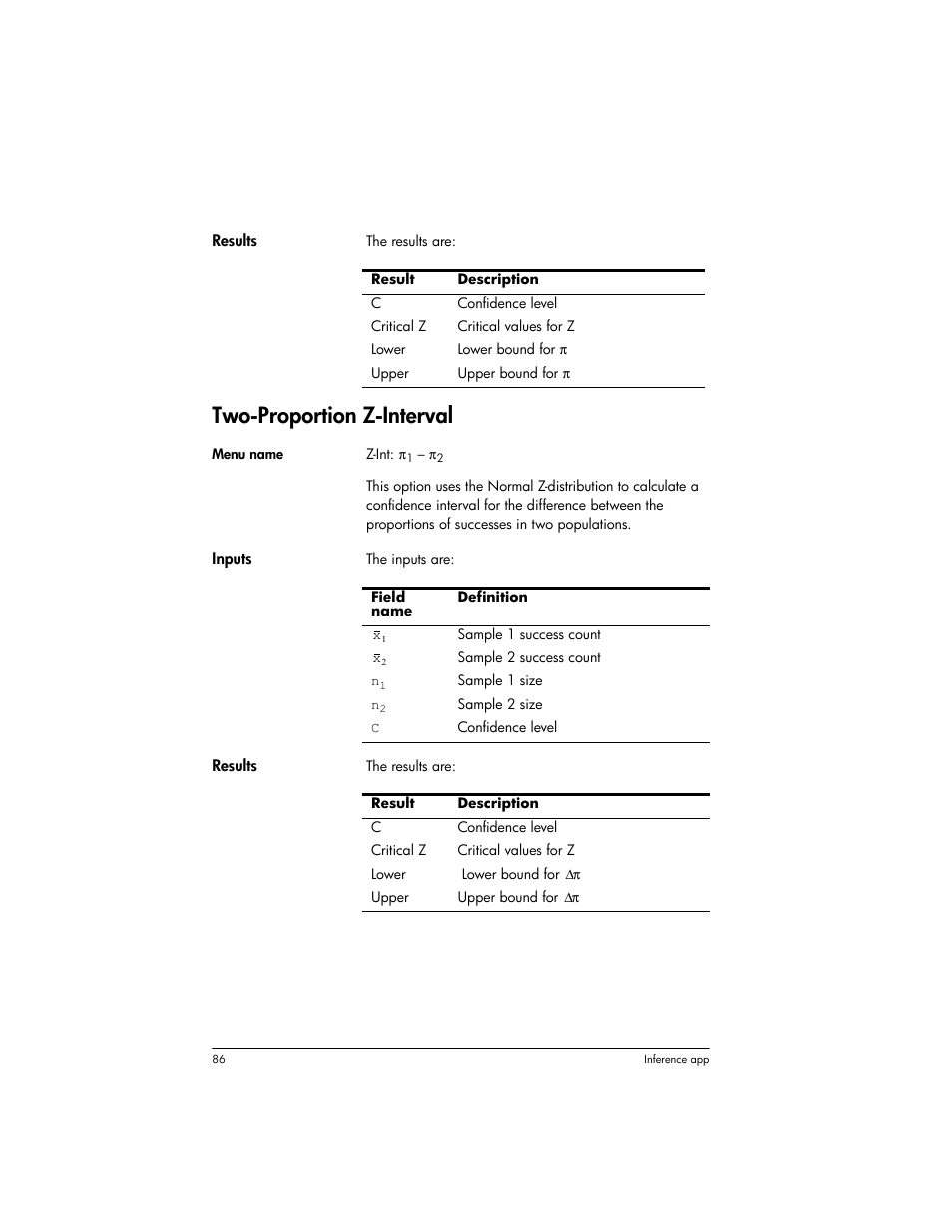 Two-proportion z-interval | HP Prime Graphing Wireless Calculator User Manual | Page 90 / 334