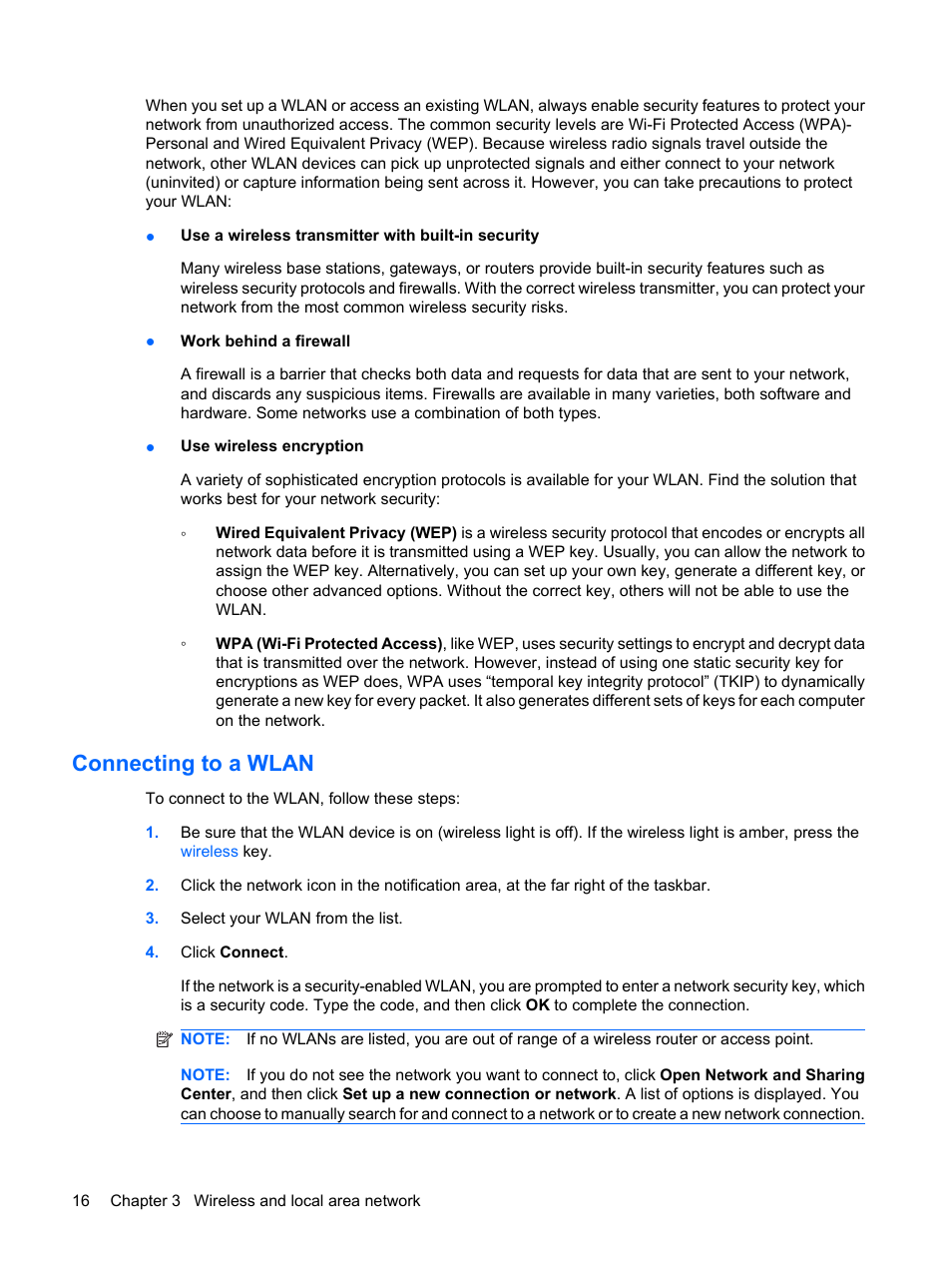 Connecting to a wlan | HP Envy 13t-1100 CTO Notebook PC User Manual | Page 26 / 95