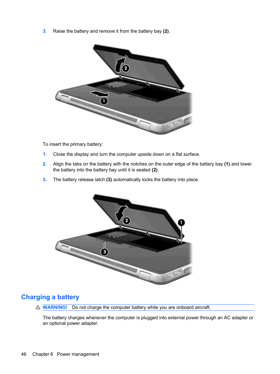 Charging a battery | HP Envy 13t-1100 CTO Notebook PC User Manual | Page 56 / 95