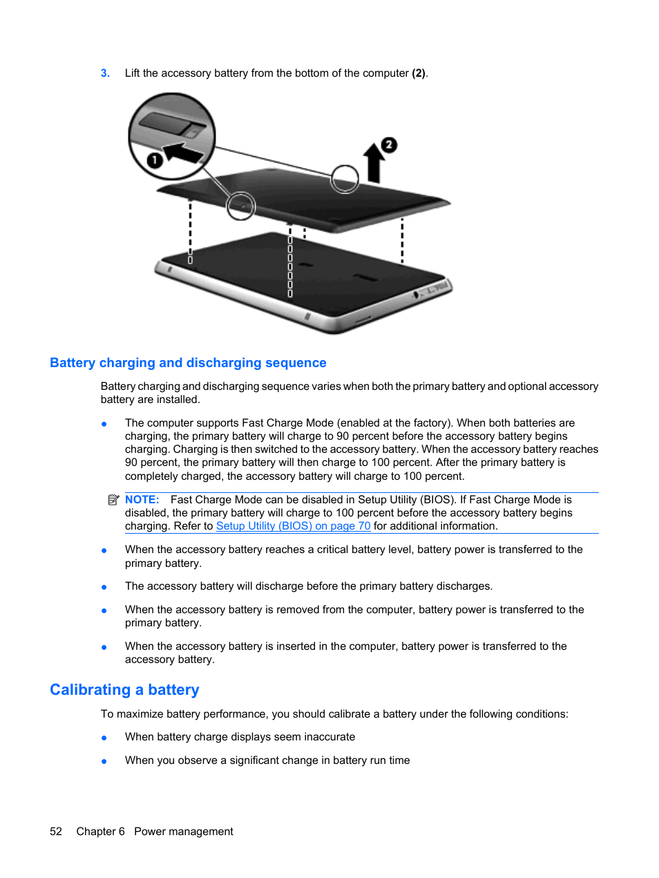 Battery charging and discharging sequence, Calibrating a battery | HP Envy 13t-1100 CTO Notebook PC User Manual | Page 62 / 95