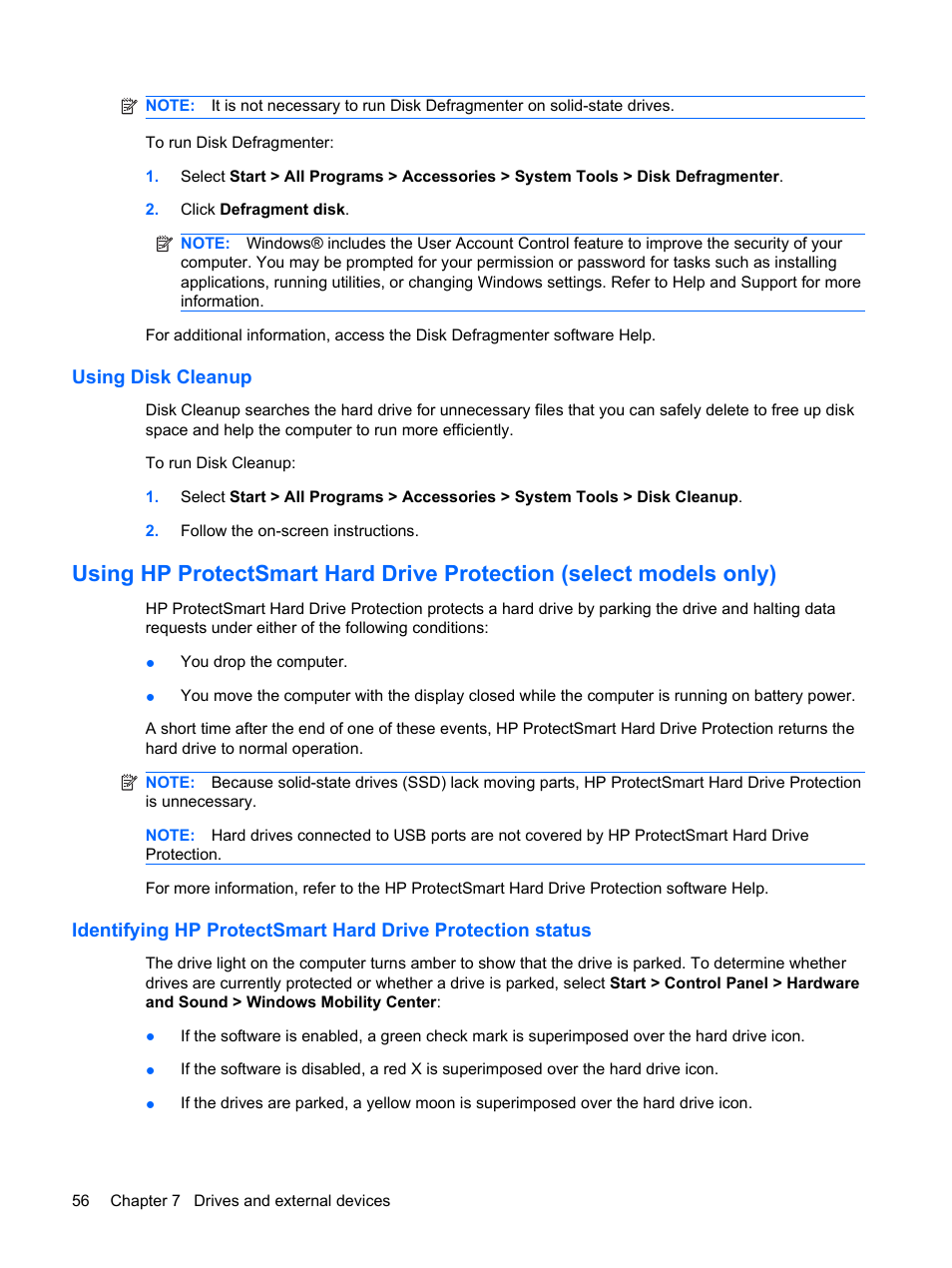Using disk cleanup | HP Envy 13t-1100 CTO Notebook PC User Manual | Page 66 / 95