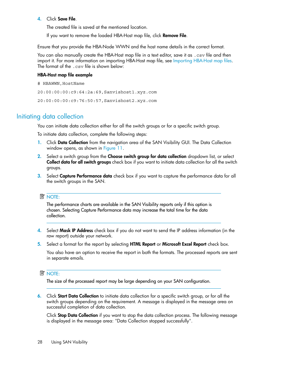 Initiating data collection | HP SAN User Manual | Page 28 / 45