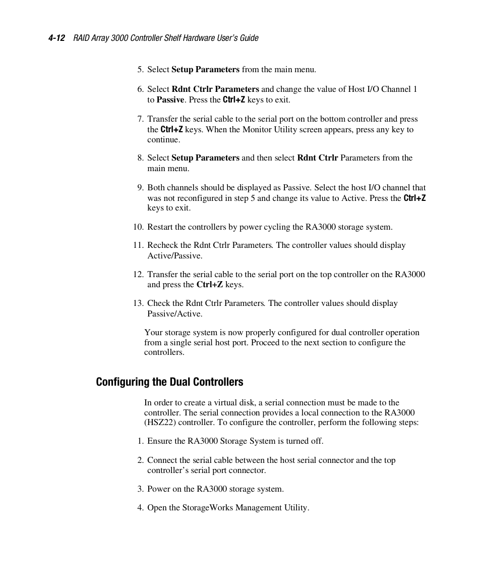 Configuring the dual controllers | HP StorageWorks 3000 RAID Array User Manual | Page 110 / 112