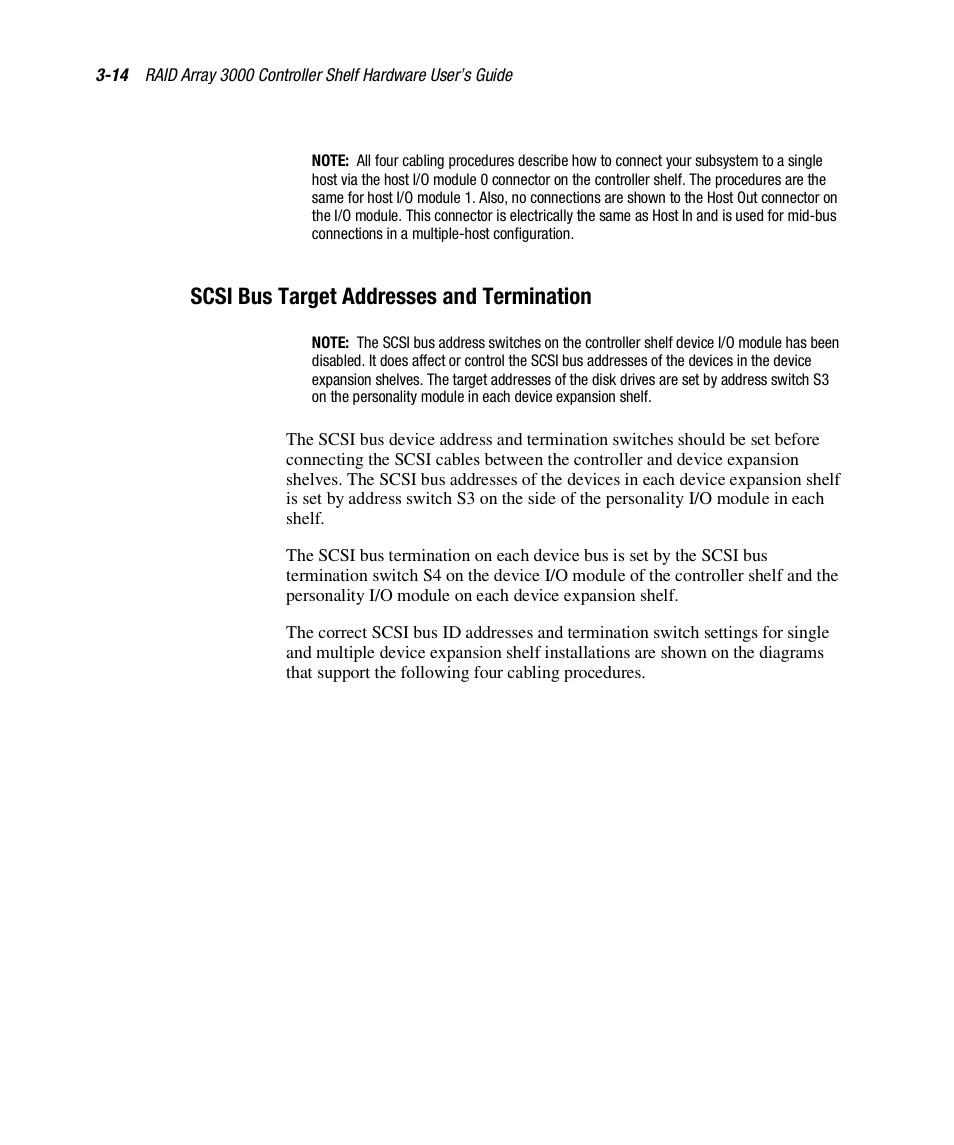 Scsi bus target addresses and termination | HP StorageWorks 3000 RAID Array User Manual | Page 76 / 112