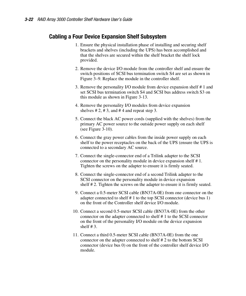 Cabling a four device expansion shelf subsystem | HP StorageWorks 3000 RAID Array User Manual | Page 84 / 112