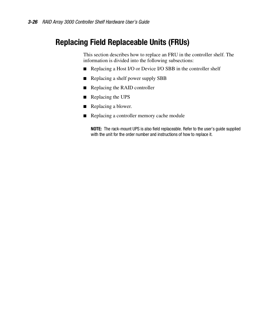 Replacing field replaceable units (frus) | HP StorageWorks 3000 RAID Array User Manual | Page 88 / 112