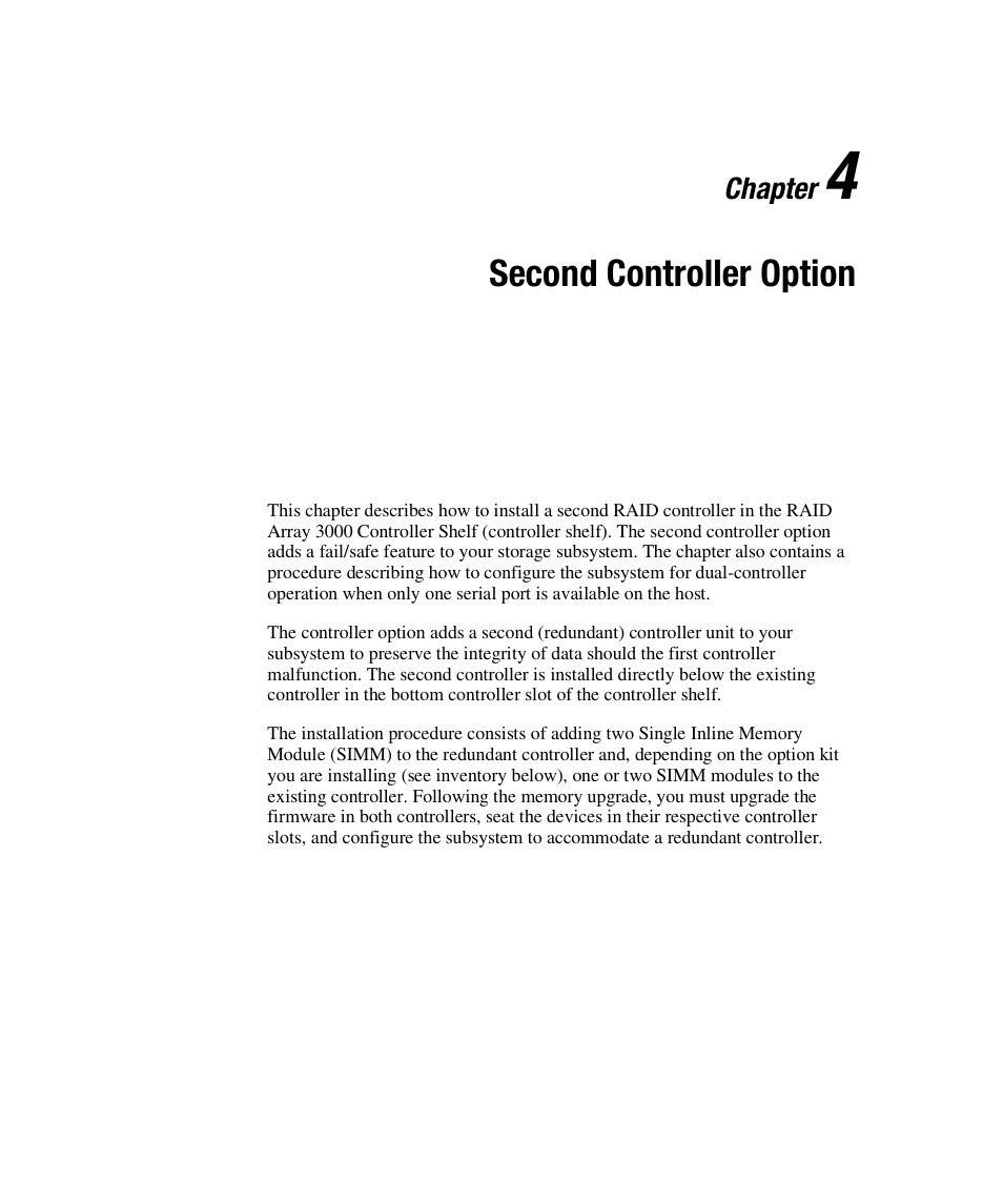 Second controller option, Chapter | HP StorageWorks 3000 RAID Array User Manual | Page 99 / 112