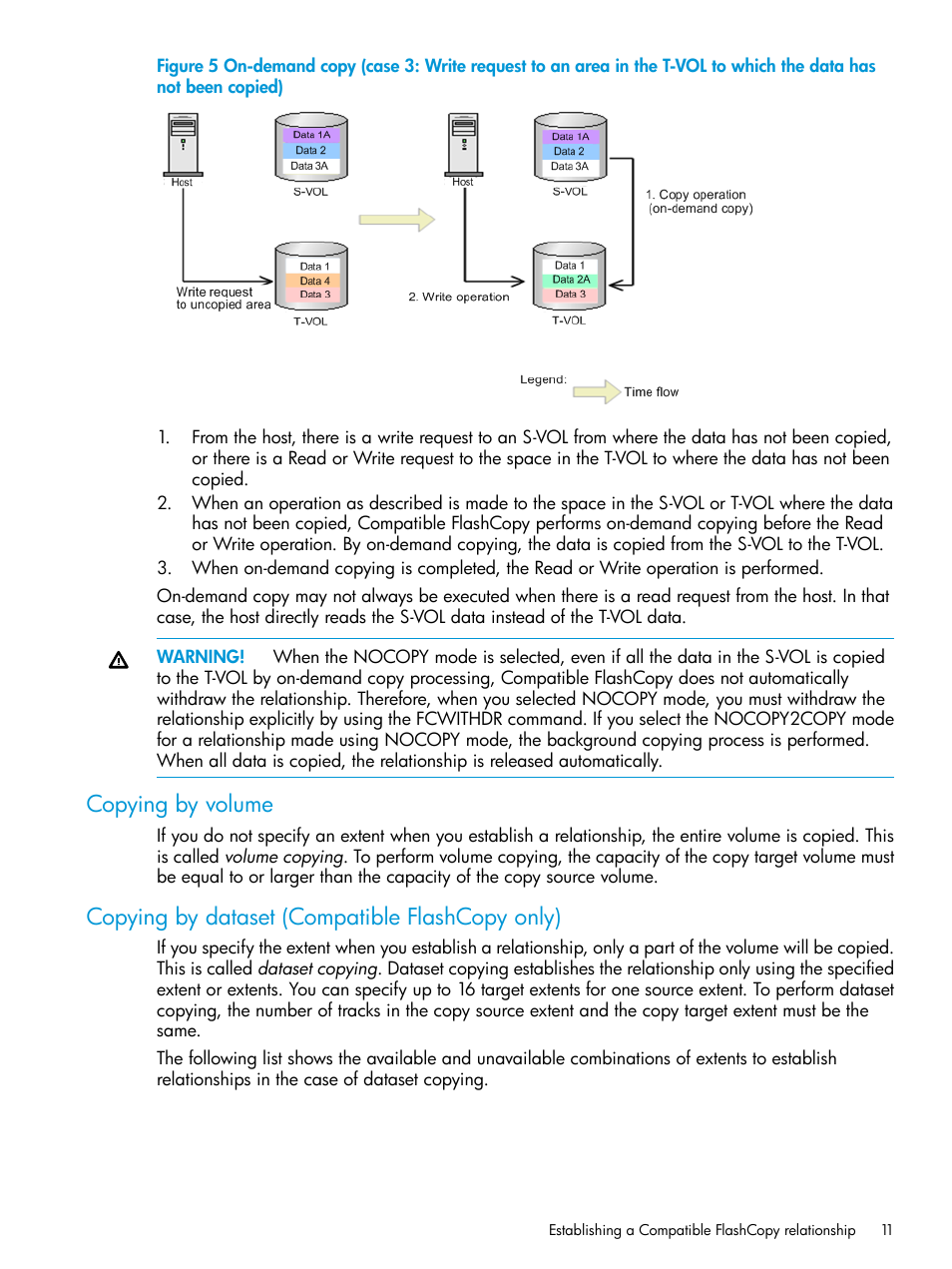 Copying by volume, Copying by dataset (compatible flashcopy only) | HP XP7 Storage User Manual | Page 11 / 123