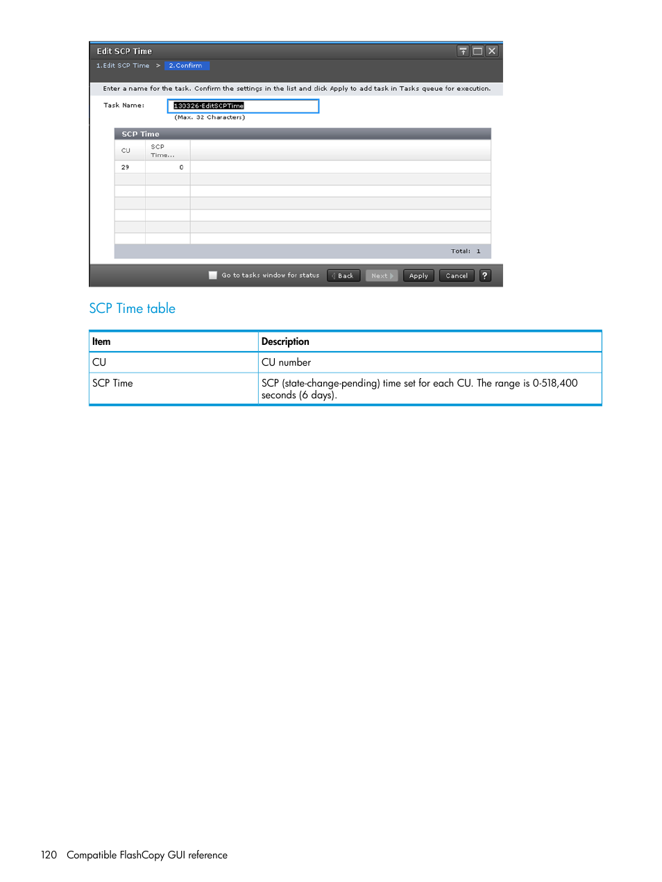 Scp time table | HP XP7 Storage User Manual | Page 120 / 123