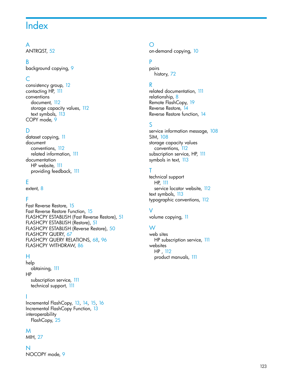 Index | HP XP7 Storage User Manual | Page 123 / 123