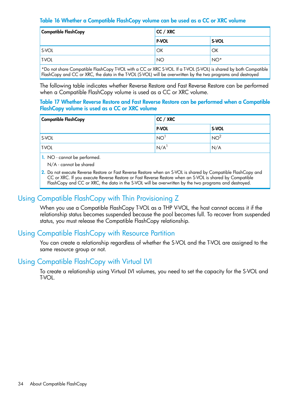 Using compatible flashcopy with resource partition, Using compatible flashcopy with virtual lvi | HP XP7 Storage User Manual | Page 34 / 123
