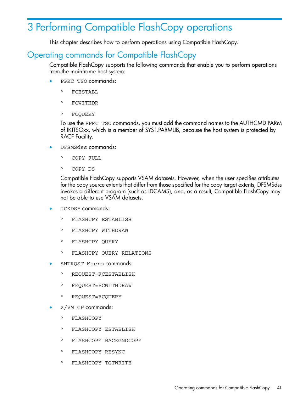 3 performing compatible flashcopy operations, Operating commands for compatible flashcopy | HP XP7 Storage User Manual | Page 41 / 123