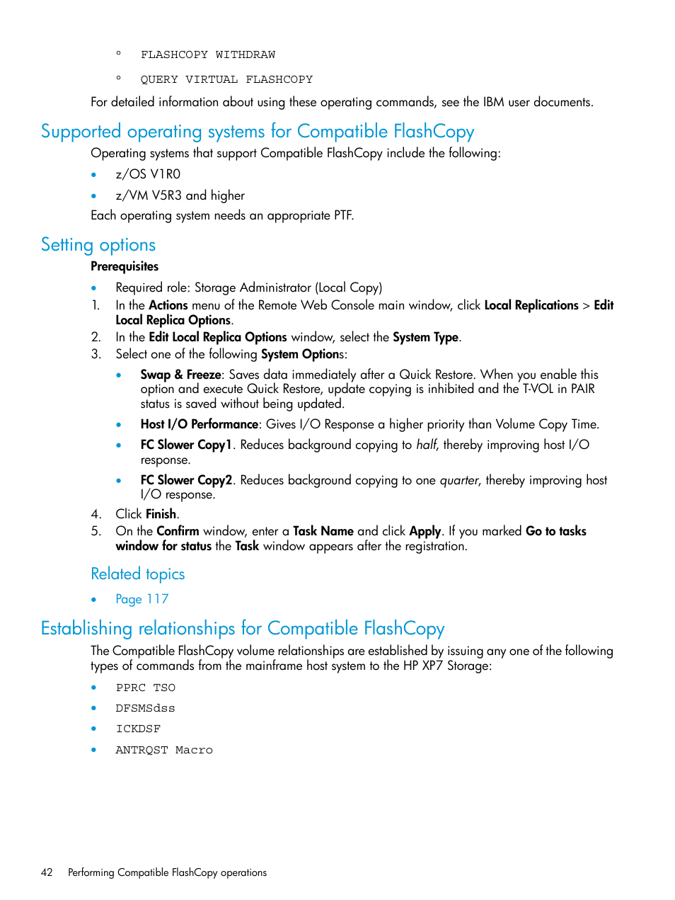 Setting options, Related topics | HP XP7 Storage User Manual | Page 42 / 123